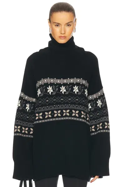 Skall Studio Leonora Turtleneck Sweater In Black & Grey Jacquard