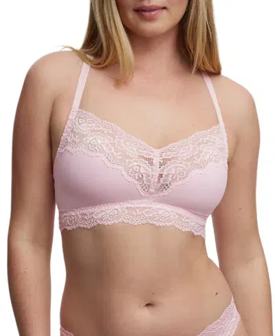 Skarlett Blue Goddess Busty Racerback Lace Bralette In Lt Pink