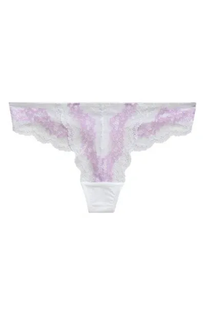 Skarlett Blue Impress Thong In White/plum