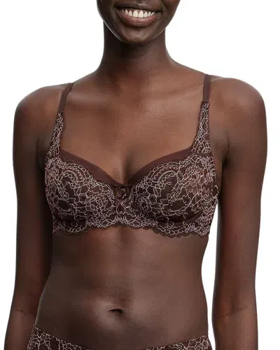 Skarlett Blue Minx Balconette Bra In Rich Chocolate/ Pink