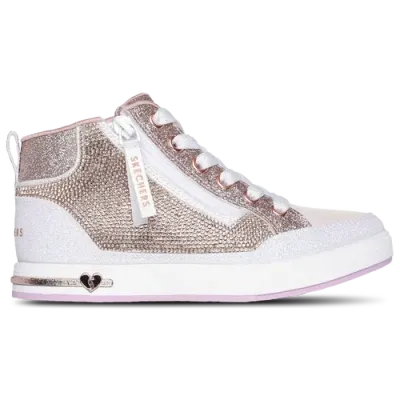 Skechers Girls Preschool   Shoutouts Lace Up Ombre Rhinestone In White/gold