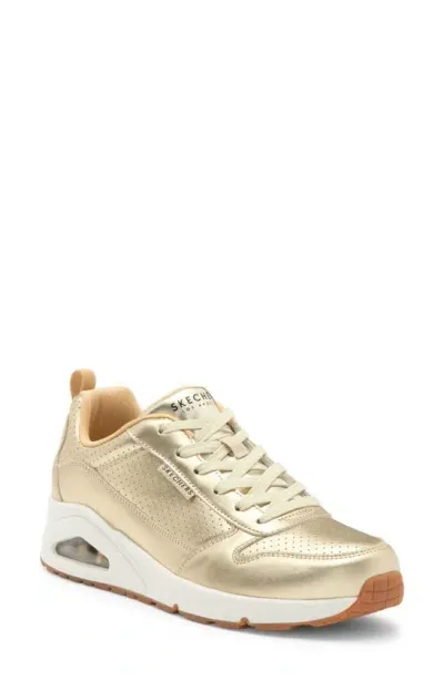 Skechers Uno Metallixs Wedge Sneaker In Beige