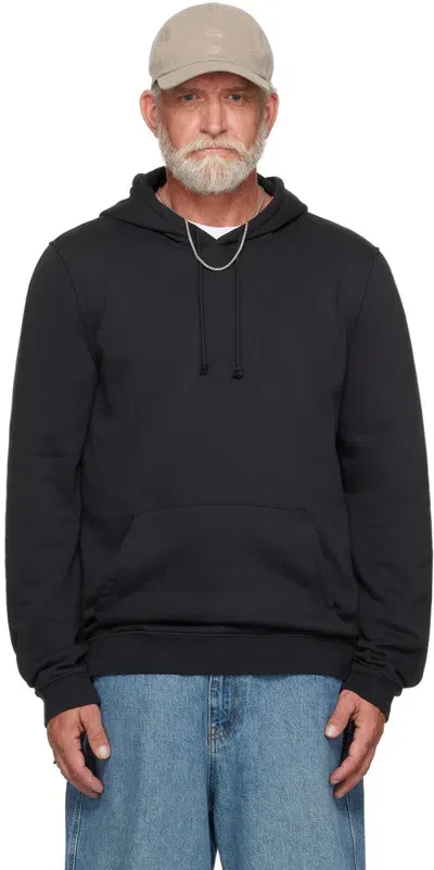 Skims Black Fleece Lounge Hoodie In Washed Onyx