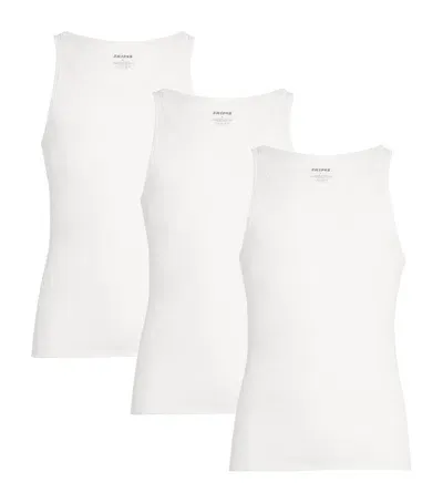 Skims Cotton Ribbed Tank Tops In White