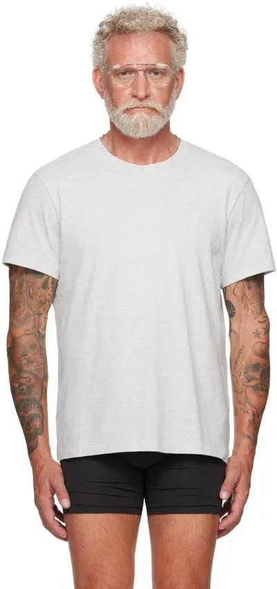 Skims Gray  Cotton Classic T-shirt In Light Heather Grey