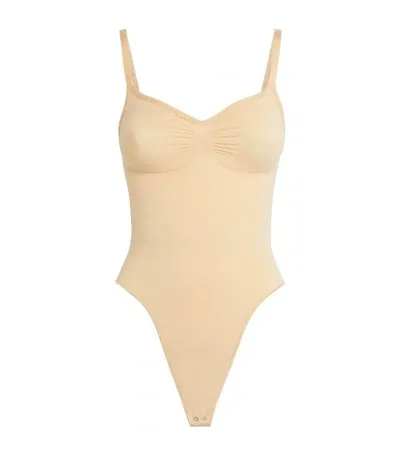 Skims Seamless Sculpt Thong Bodysuit In Neutrals