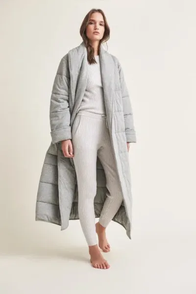 Skin Quilted Sierra Robe In Heather Grey