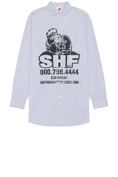 Sky High Farm Workwear Chicken Button Down Shirt In Blue