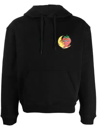 Sky High Farm Workwear Printed Cotton Hoodie In Black