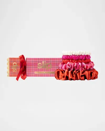 Slip Assorted Cracker Scrunchie Set In Scarlet