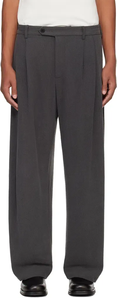 Small Talk Studio Gray Double Pleat Trousers In Washed Black