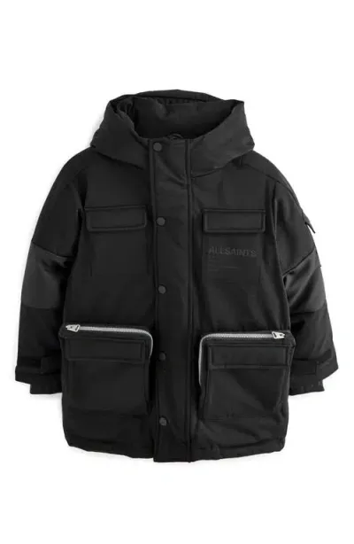 Smallsaints By Allsaints Kids' Orbit Hooded Coat In Black