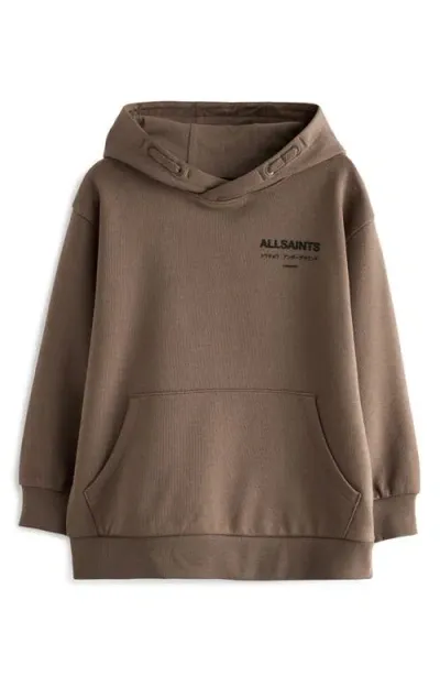 Smallsaints By Allsaints Kids' Underground Oversize Logo Hoodie In Brown