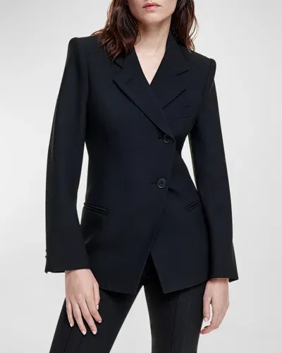 Smythe 20th Anniversary Asymmetrical Blazer In Black Pique