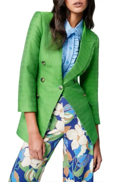 Smythe Not A Db Cropped-sleeve Linen Silk Blazer In Green