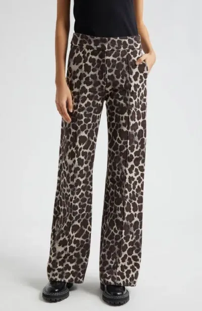 Smythe Leopard Jacquard Pintuck Cotton Blend Pants