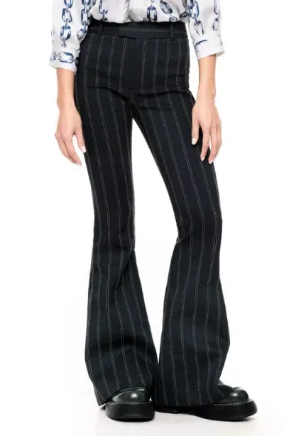 Smythe Pinstripe Bootcut Jeans In Indigo Stripe