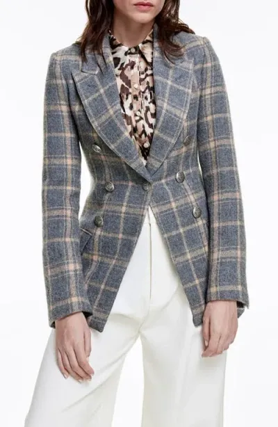 Smythe Plaid Wool Blazer In Dove Plaid