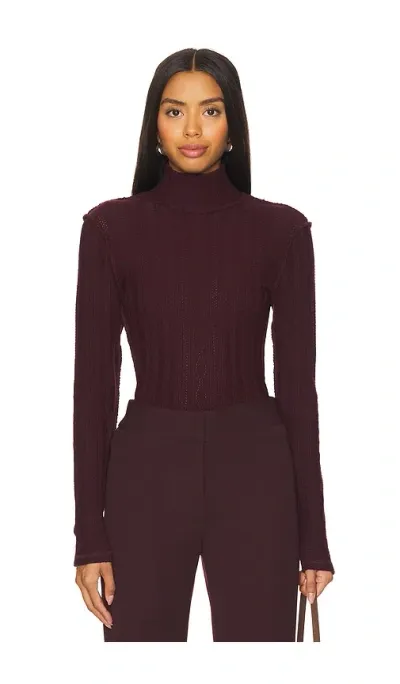 Smythe Pointelle Knit Turtleneck In Burgundy