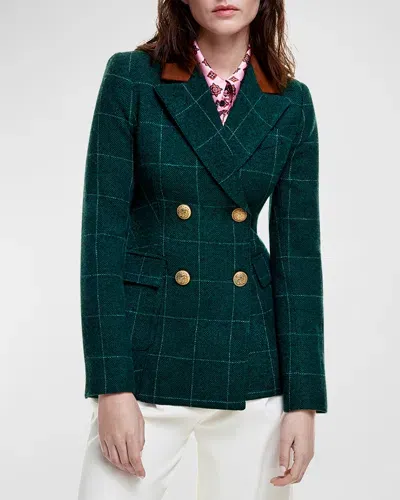 Smythe Windowpane Wool-blend Wedding Blazer In Forest Windowpane