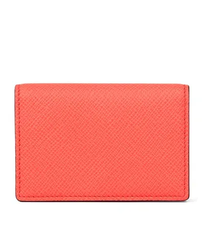 Smythson Leather Folded Panama Card Holder In Pink