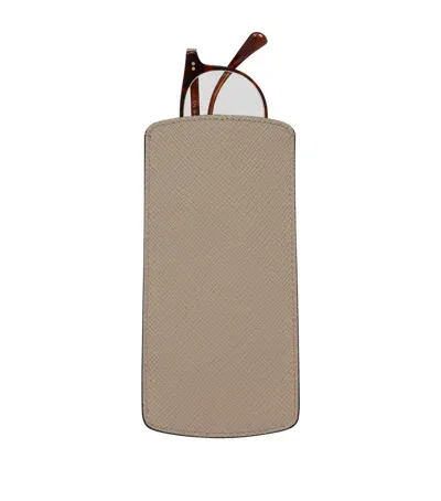 Smythson Leather Panama Glasses Case In Beige