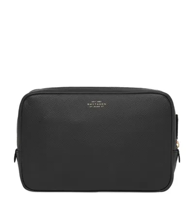 Smythson Leather Panama Tech Organiser Pouch In Black