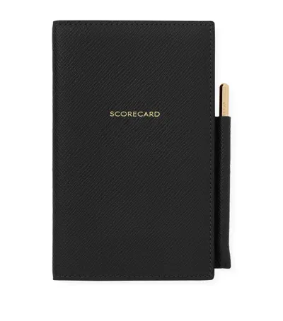 Smythson Leather Scorecard Holder In Black