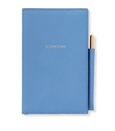 Smythson Leather Scorecard Holder In Blue