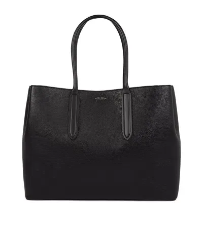 Smythson Ludlow Leather Zip Day Tote Bag In Black