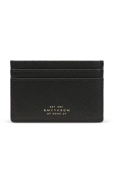 Smythson Panama Leather Card Holder In Black