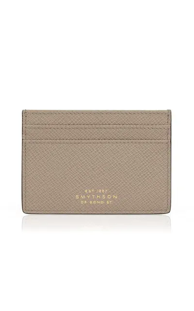 Smythson Panama Leather Card Holder In Brown