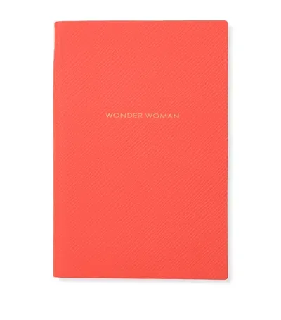 Smythson Panama Leather Chelsea Wonder Woman Notebook In Red