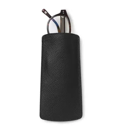 Smythson Panama Leather Glasses Case In Black