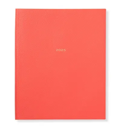 Smythson Panama Leather Kings 2025 Weekly Diary In Pink