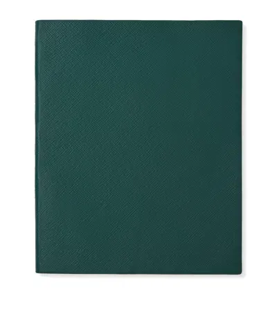 Smythson Panama Leather Portobello Notebook In Green