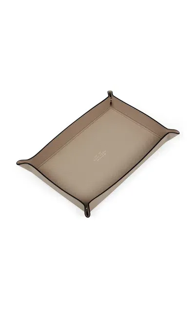 Smythson Panama Small Rectangular Trinket Tray In Brown