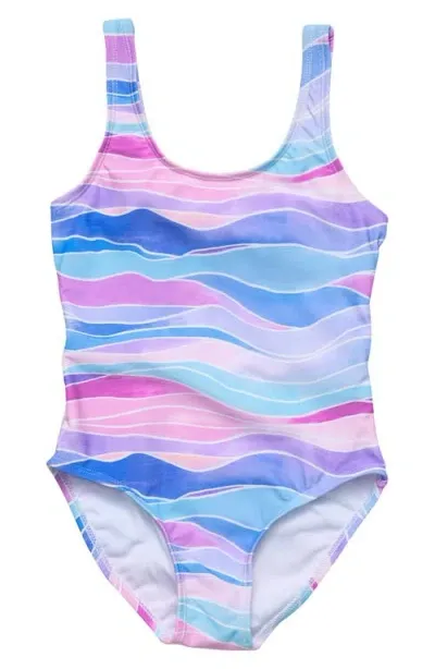 Snapper Rock Kids' Water Hues Tie Back One-piece Swimsuit In Blue