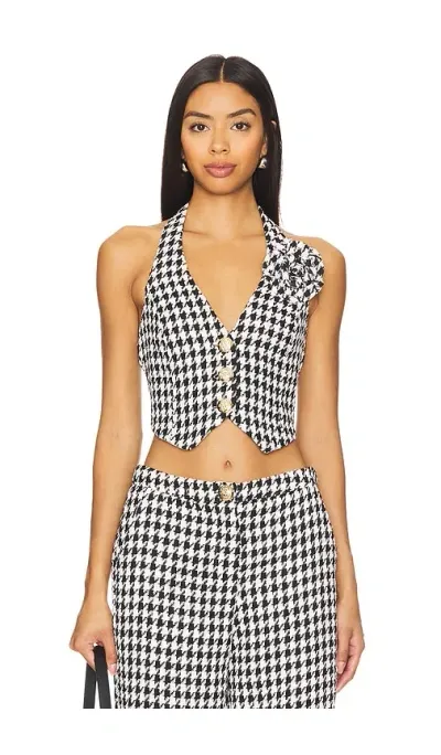 Sndys Tweed Halter Top In Black & White