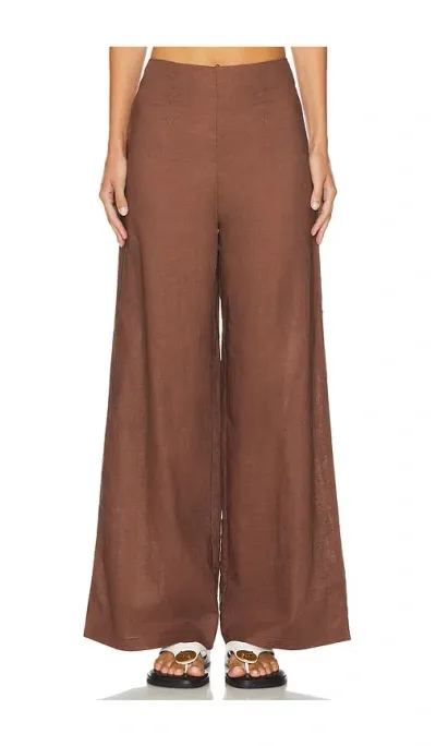 Sndys X Revolve Nina Linen Pant In Mocha