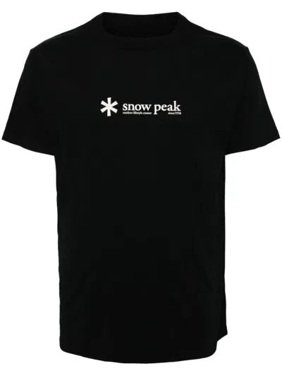 Snow Peak Logo Print Short Sleeves T-shirt In Black