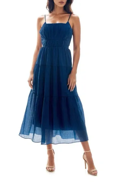 Socialite Cami Midi Dress In Navy Peony