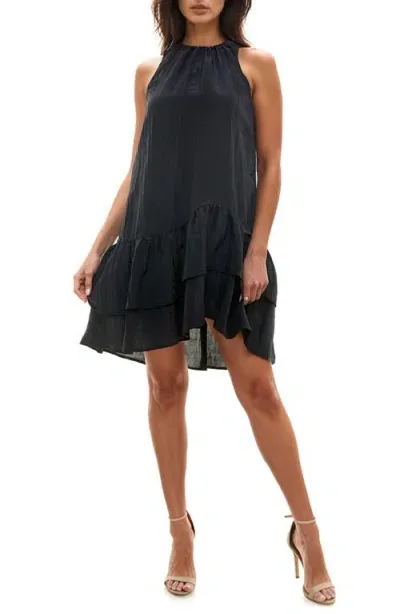 Socialite Tiered Asymmetric Sleeveless Dress In Black