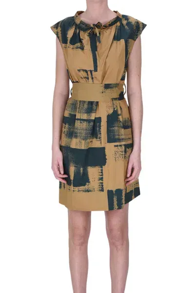 Soeur Printed Cotton Dress In Camel