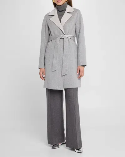 Sofia Cashmere Cashmere-blend Wrap Coat In Light Grey Mid Grey