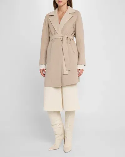 Sofia Cashmere Cashmere-blend Wrap Coat In Oatmeal Beige