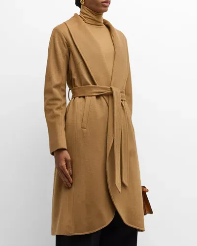 Sofia Cashmere Cashmere Shawl-collar Maxi Wrap Coat In Camel