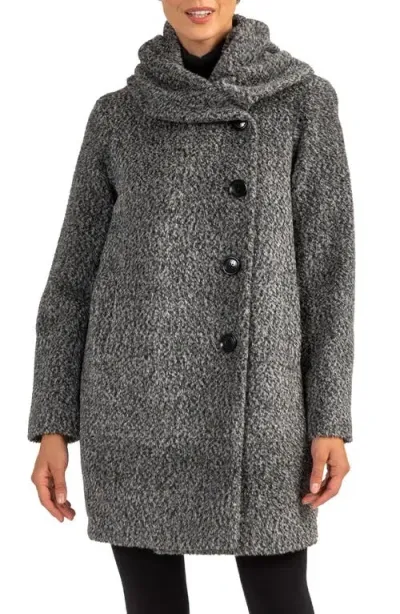 Sofia Cashmere Cocoon Wool & Alpaca Blend Bouclé Coat In Black/white