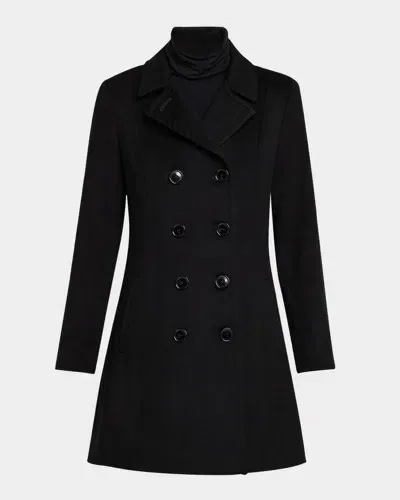 Sofia Cashmere Double-breasted Cashmere Peacoat In Black