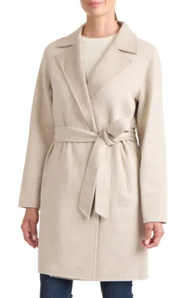 Sofia Cashmere Double Face Wool & Cashmere Wrap Coat In Beige/oatmeal